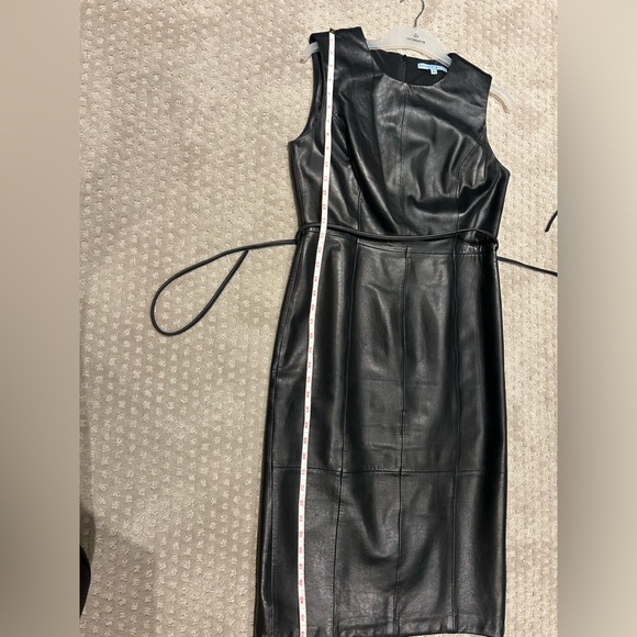 Blk leather and fabric dress sz 8 Antonio Melani- lined - Picture 6 of 10